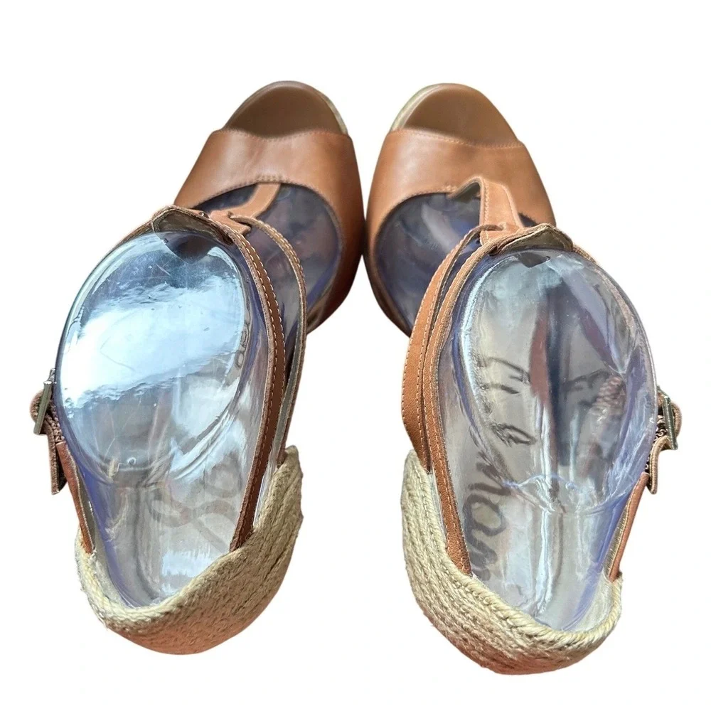 Sam Edelman Women's Brown Leather‎ Espadrille Wedge Sandals Size 7.5